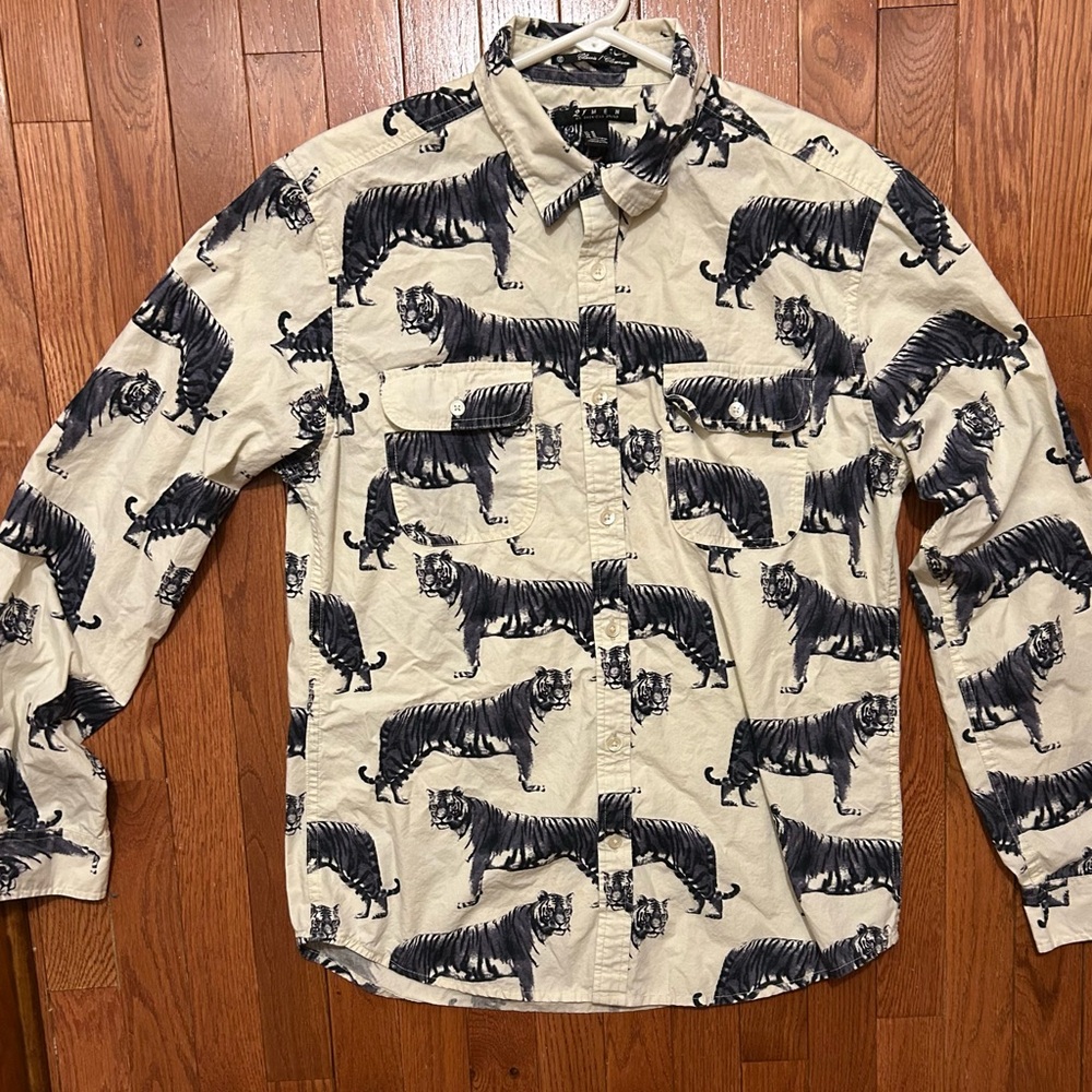Forever 21 Beige and Black Tiger Print Shirt